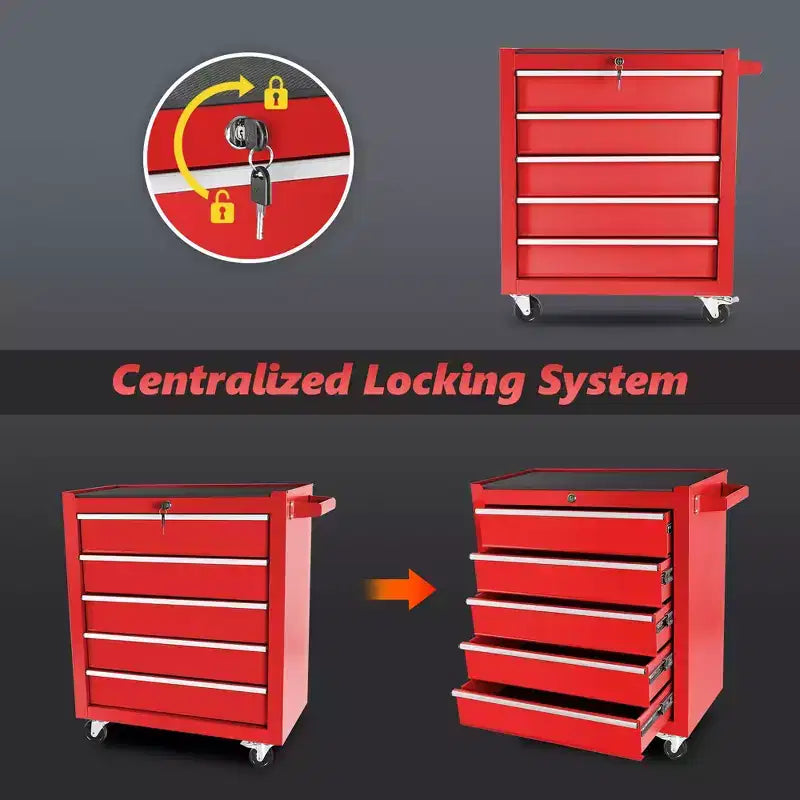 5-Drawer Rolling Tool Chest with Wheels
