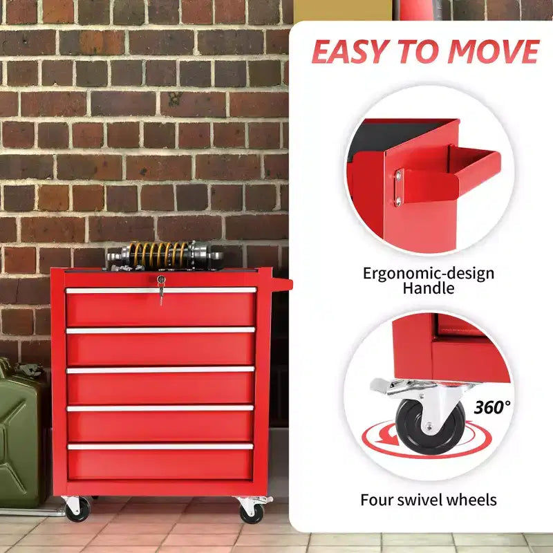5-Drawer Rolling Tool Chest with Wheels