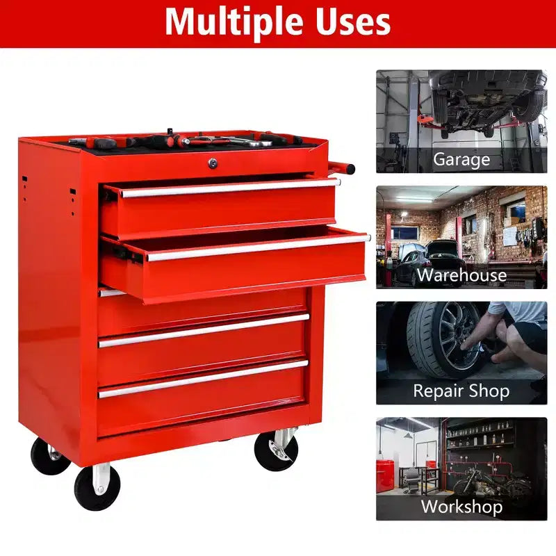 5-Drawer Rolling Tool Chest with Wheels