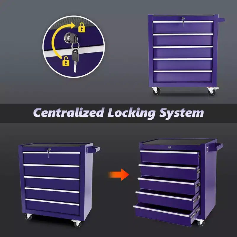 5-Drawer Rolling Tool Chest with Wheels