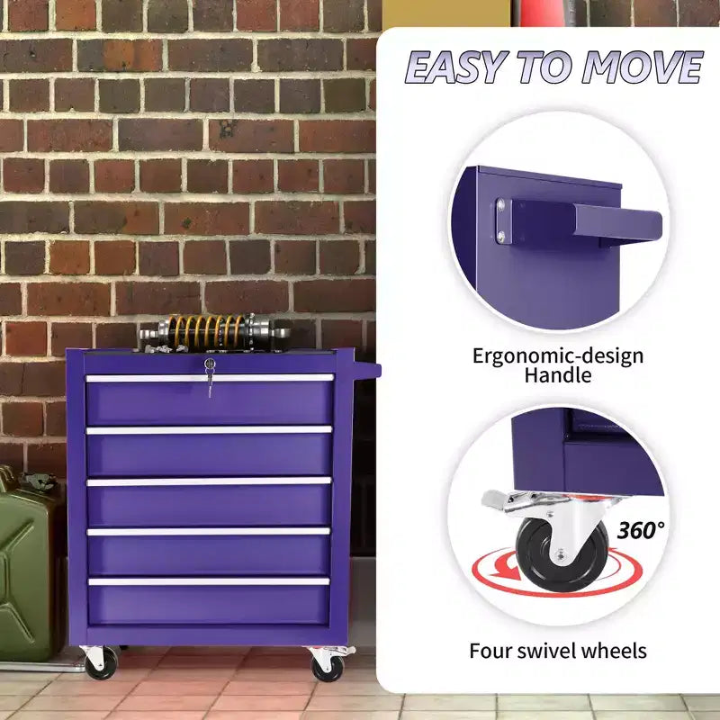 5-Drawer Rolling Tool Chest with Wheels