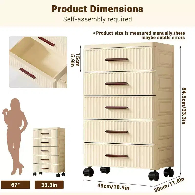 Meuble de rangement à tiroirs en plastique avec roulettes, organisateur de rangement roulant pour chambre, bureau et maison