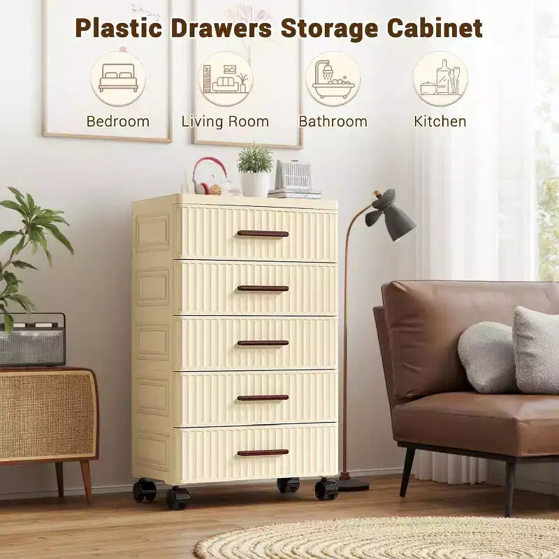 Meuble de rangement à tiroirs en plastique avec roulettes, organisateur de rangement roulant pour chambre, bureau et maison