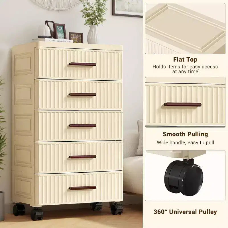 Meuble de rangement à tiroirs en plastique avec roulettes, organisateur de rangement roulant pour chambre, bureau et maison