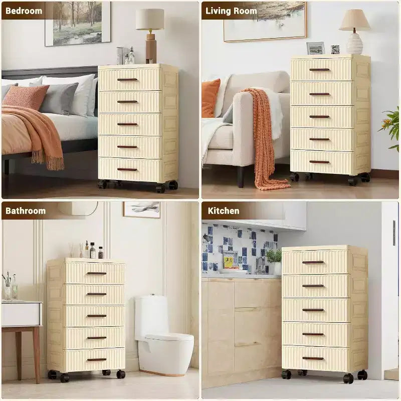 Meuble de rangement à tiroirs en plastique avec roulettes, organisateur de rangement roulant pour chambre, bureau et maison
