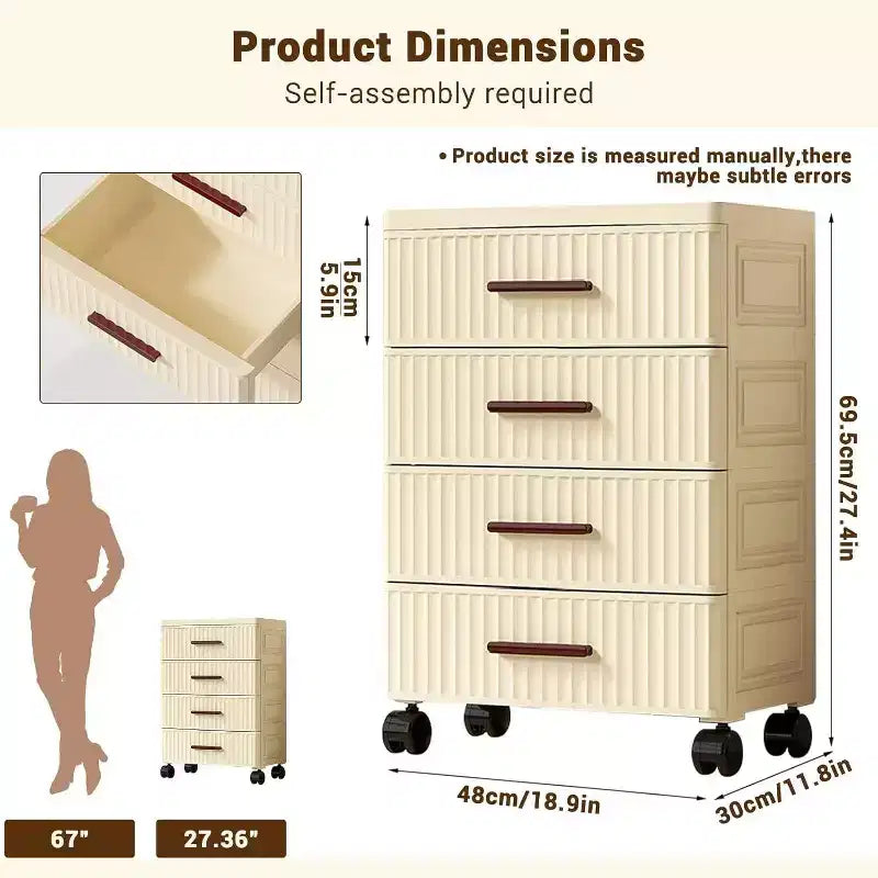 Meuble de rangement à tiroirs en plastique avec roulettes, organisateur de rangement roulant pour chambre, bureau et maison