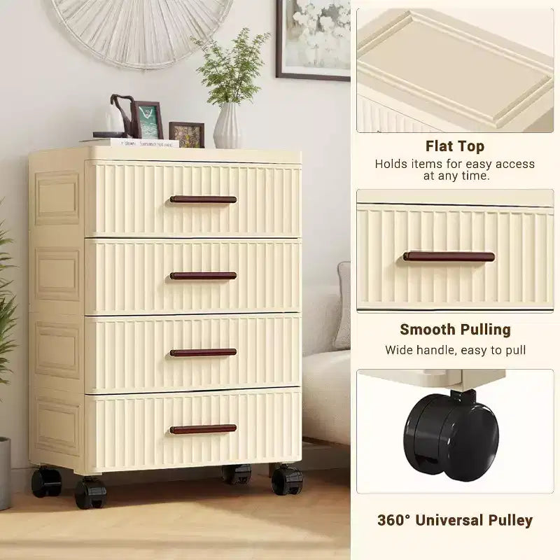 Meuble de rangement à tiroirs en plastique avec roulettes, organisateur de rangement roulant pour chambre, bureau et maison