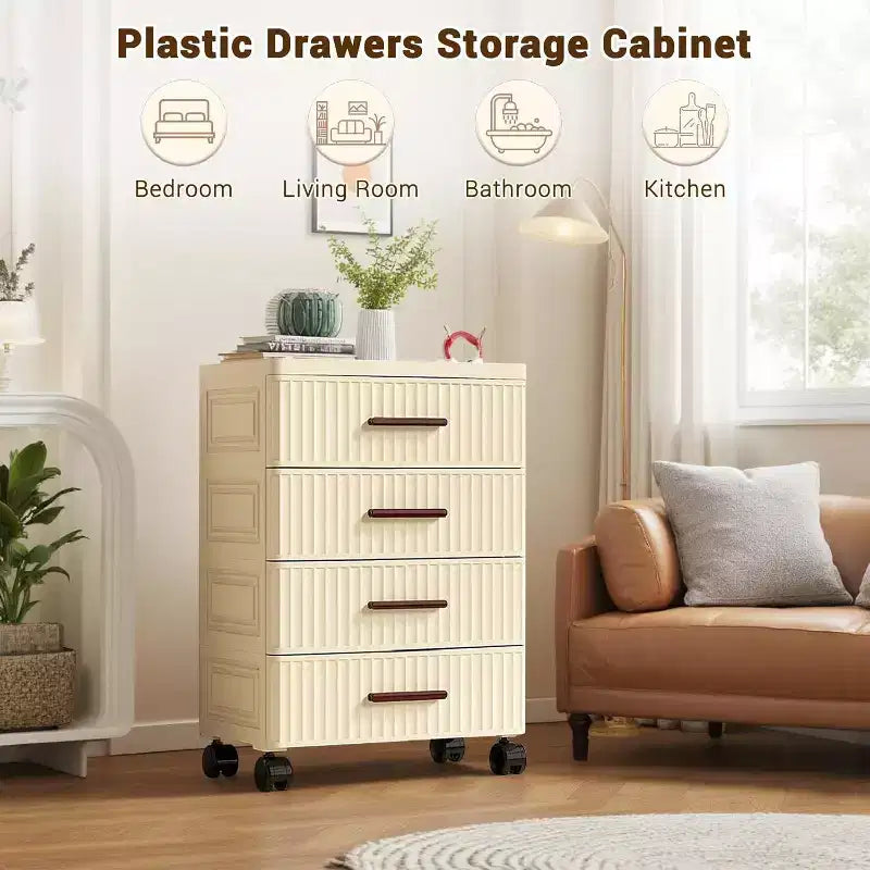 Meuble de rangement à tiroirs en plastique avec roulettes, organisateur de rangement roulant pour chambre, bureau et maison