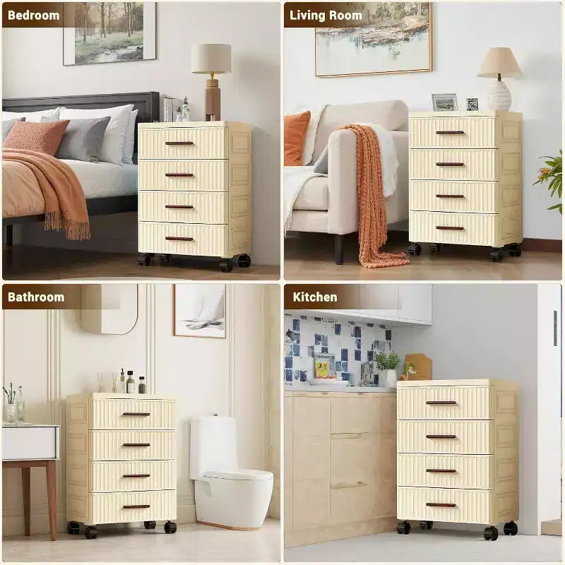 Meuble de rangement à tiroirs en plastique avec roulettes, organisateur de rangement roulant pour chambre, bureau et maison