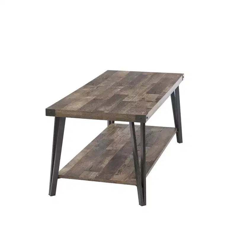 Table basse de rangement moderne avec cadre en métal et étagère inférieure