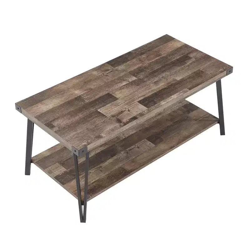 Table basse de rangement moderne avec cadre en métal et étagère inférieure