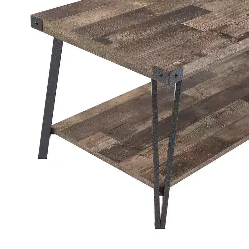 Table basse de rangement moderne avec cadre en métal et étagère inférieure