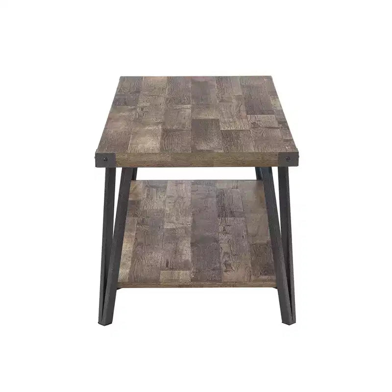 Table basse de rangement moderne avec cadre en métal et étagère inférieure