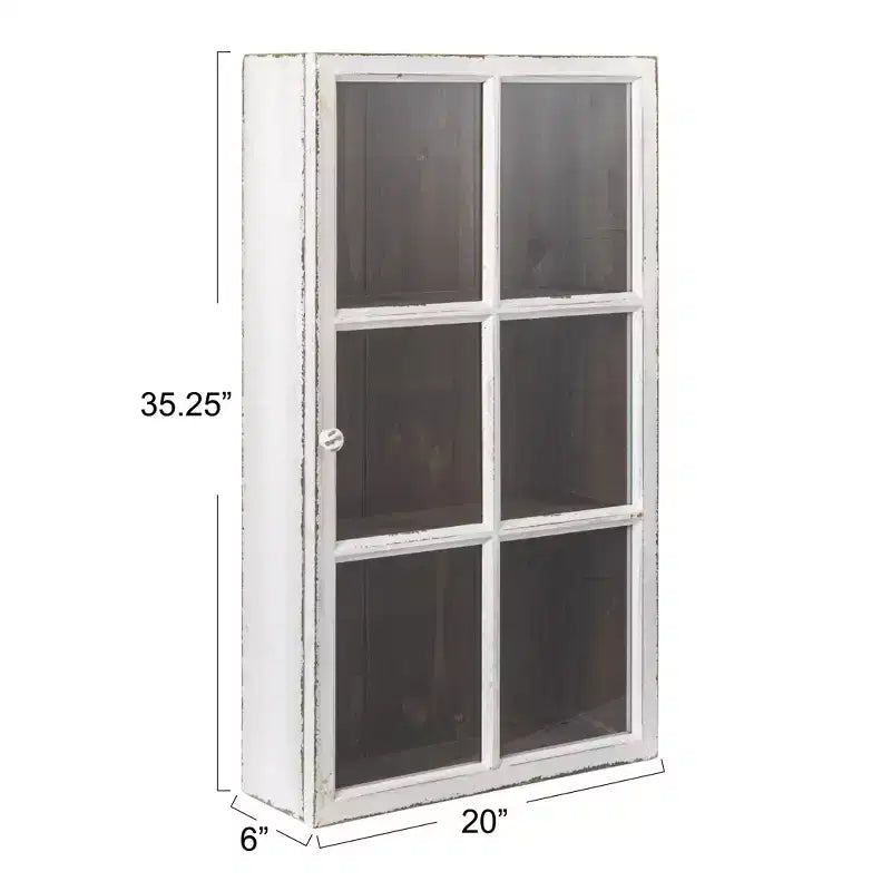 Armoire murale en bois blanc antique avec 3 étagères