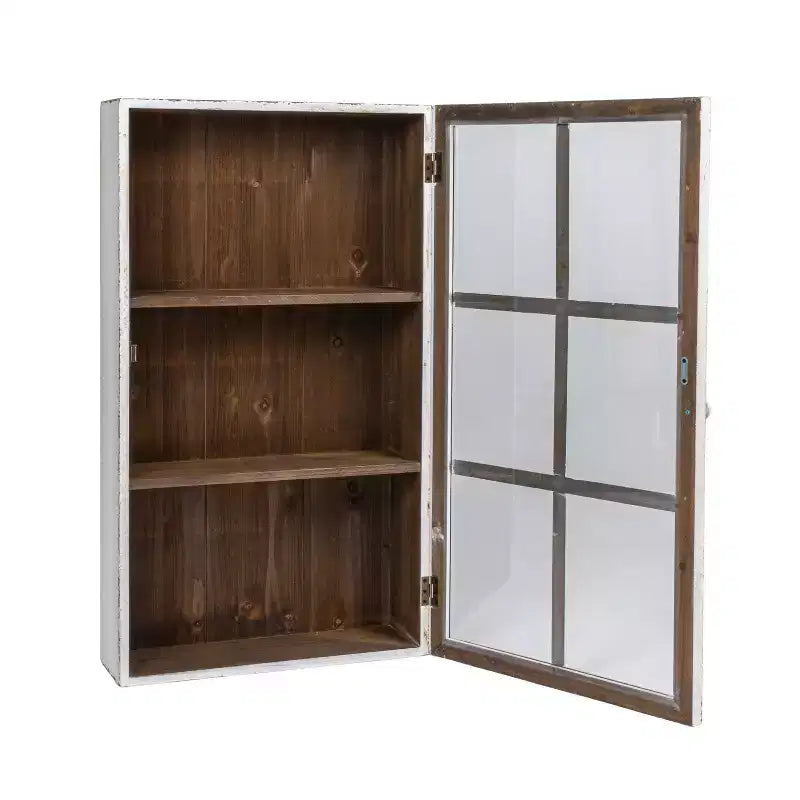 Armoire murale en bois blanc antique avec 3 étagères