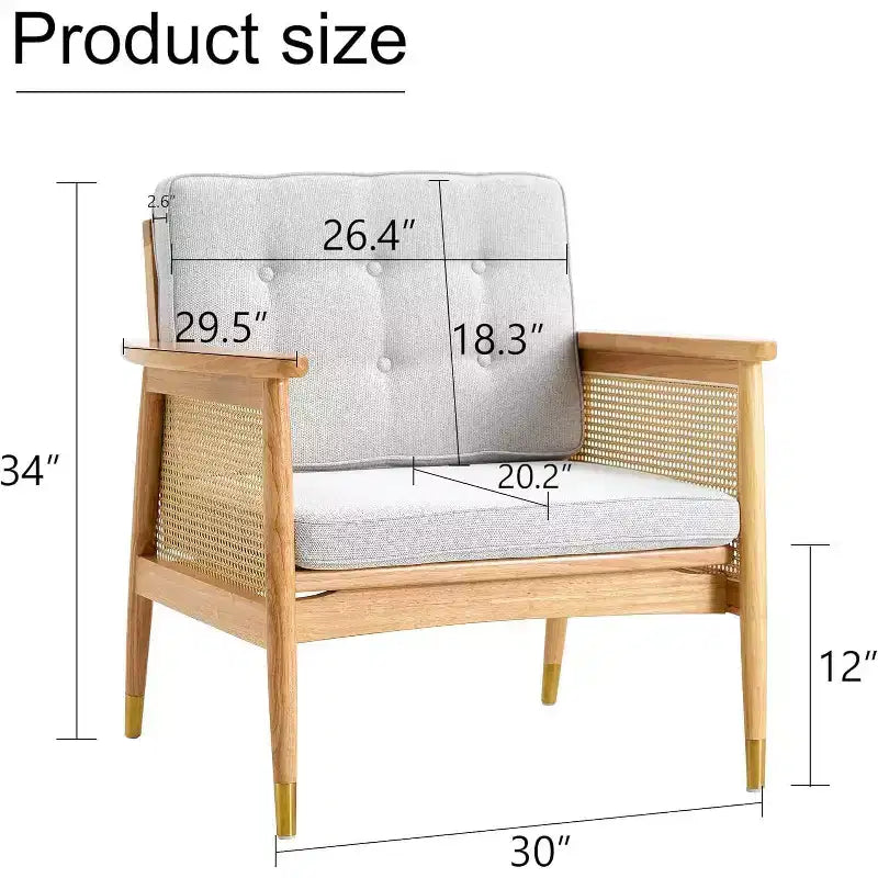 Fauteuil d'appoint avec structure en rotin et assise rembourrée