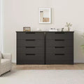 Commode 4 tiroirs et table de chevet avec poignées intégrées, commode de rangement en bois noir pour chambre, salon, chambre d'enfant et entrée
