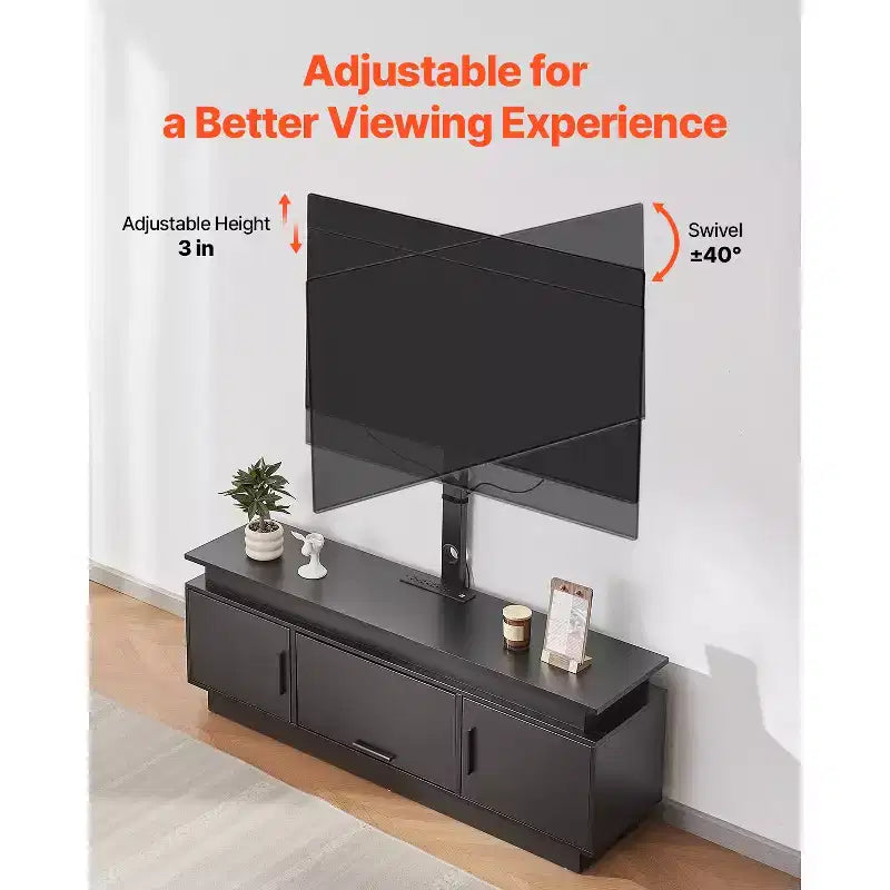 60" TV Stand with Mount for TVs up to 75", Entertainment Center with Power Outlet & Height Adjustable Shelf, Black