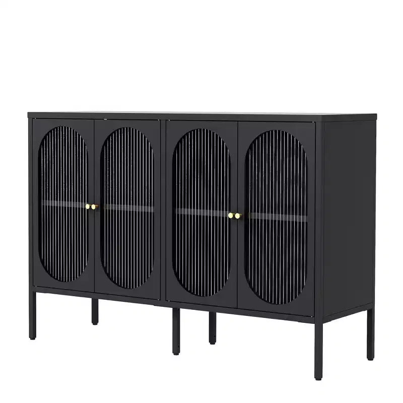 Tall Buffet Cabinet with Glass Doors & Adjustable Shelves, Sideboard Pantry Cupboard for Kitchen & Dining Room