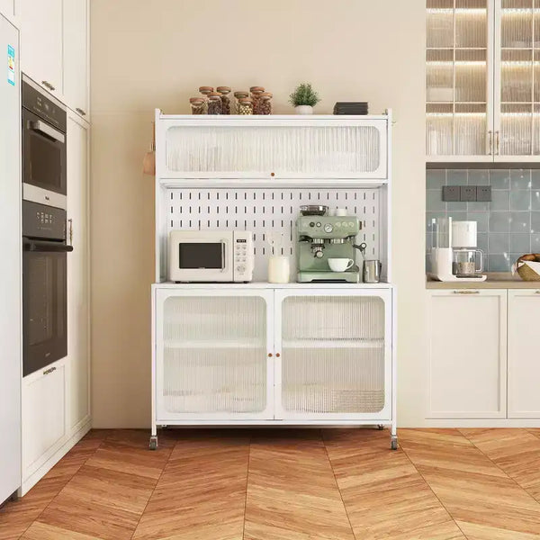 Okak Buffet Cabinet with Storage, Tall Sideboard with Glass Doors & Adjustable Shelves, Pantry Cabinet Cupboard for Kitchen Dining Room