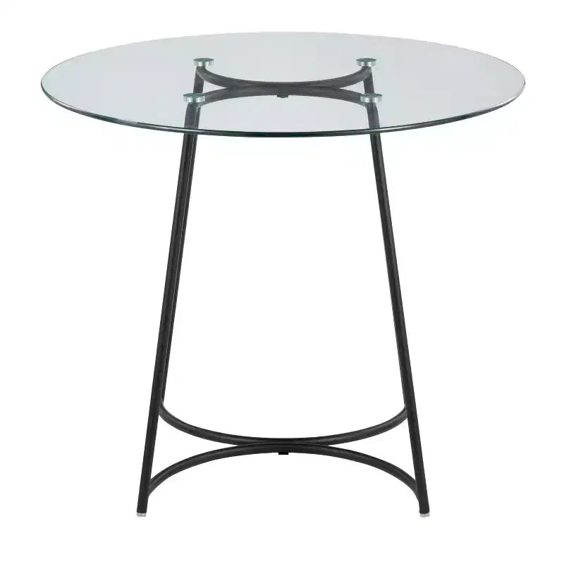 Round Dining Table with Clear Glass Top, Modern Kitchen Dinette Table for Dining Room, Seats 4