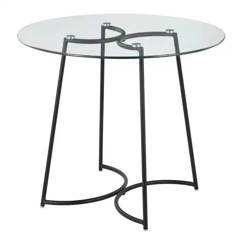 Round Dining Table with Clear Glass Top, Modern Kitchen Dinette Table for Dining Room, Seats 4