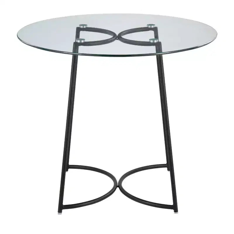 Round Dining Table with Clear Glass Top, Modern Kitchen Dinette Table for Dining Room, Seats 4