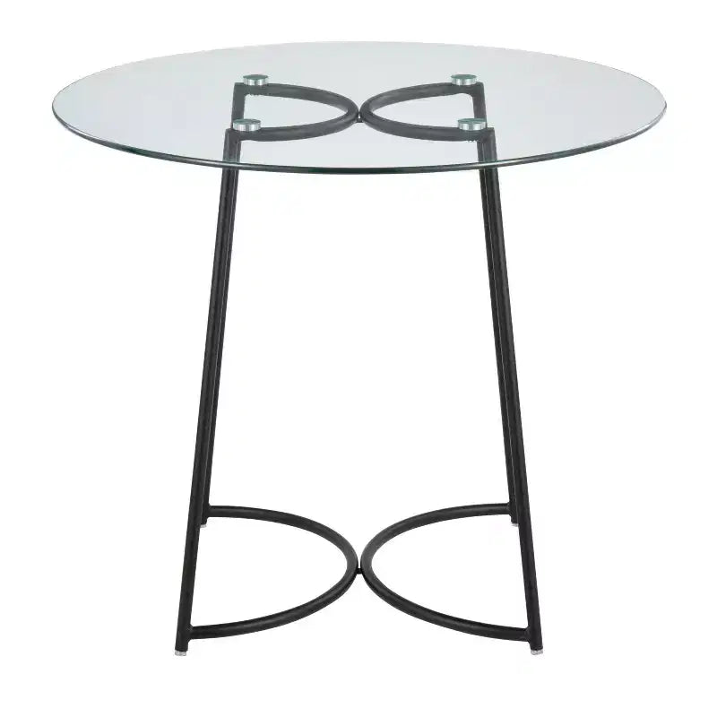 Round Dining Table with Clear Glass Top, Modern Kitchen Dinette Table for Dining Room, Seats 4