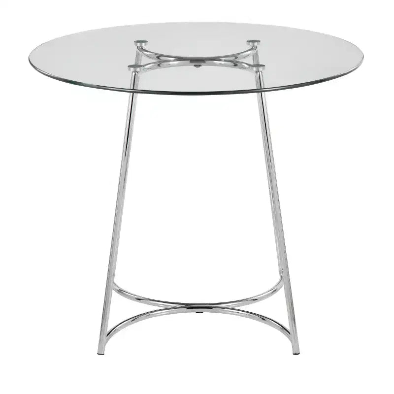 Round Dining Table with Clear Glass Top, Modern Kitchen Dinette Table for Dining Room, Seats 4