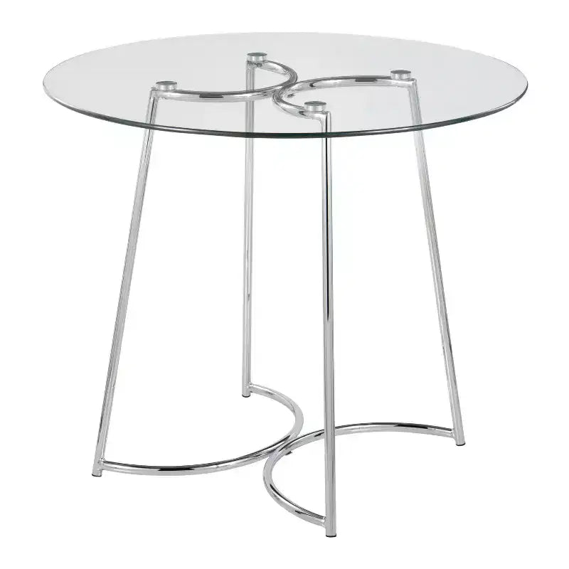 Round Dining Table with Clear Glass Top, Modern Kitchen Dinette Table for Dining Room, Seats 4