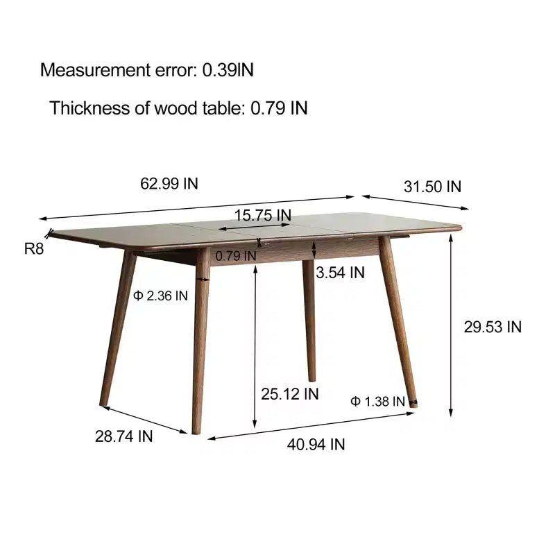 Modern Minimalist Wood Dining Table, Rectangular Kitchen Table for Dining Room, 4-6 Person Seating