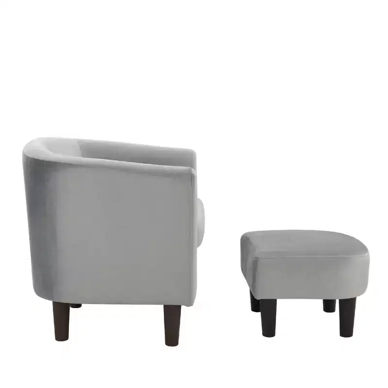 Velvet Accent Chair with Ottoman, Modern Barrel Chair Armchair for Living Room, Bedroom
