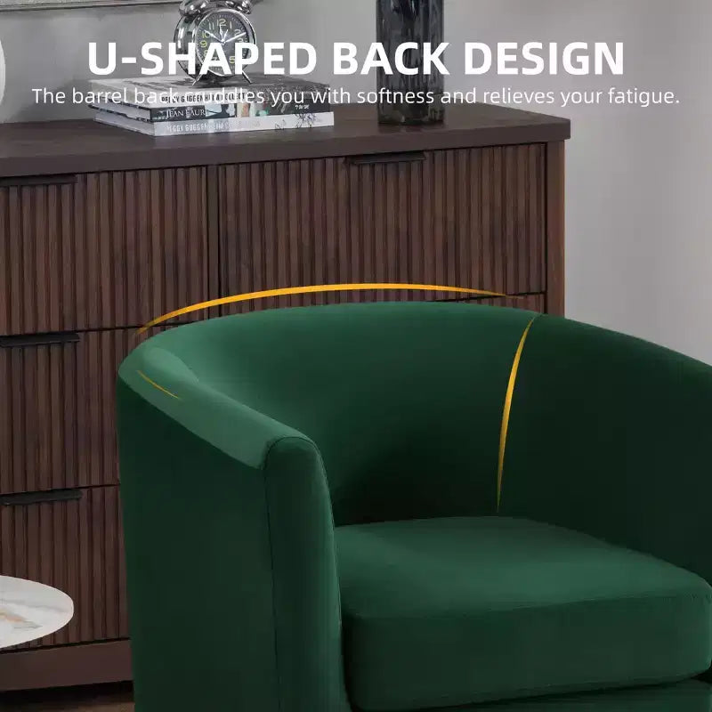 Velvet Accent Chair with Ottoman, Modern Barrel Chair Armchair for Living Room, Bedroom