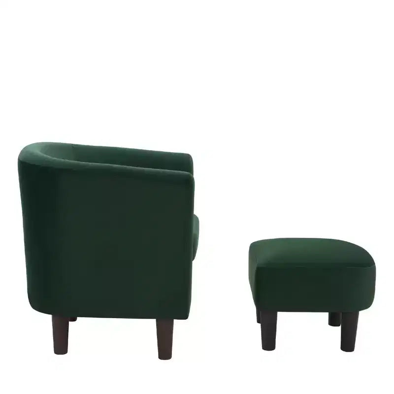 Velvet Accent Chair with Ottoman, Modern Barrel Chair Armchair for Living Room, Bedroom