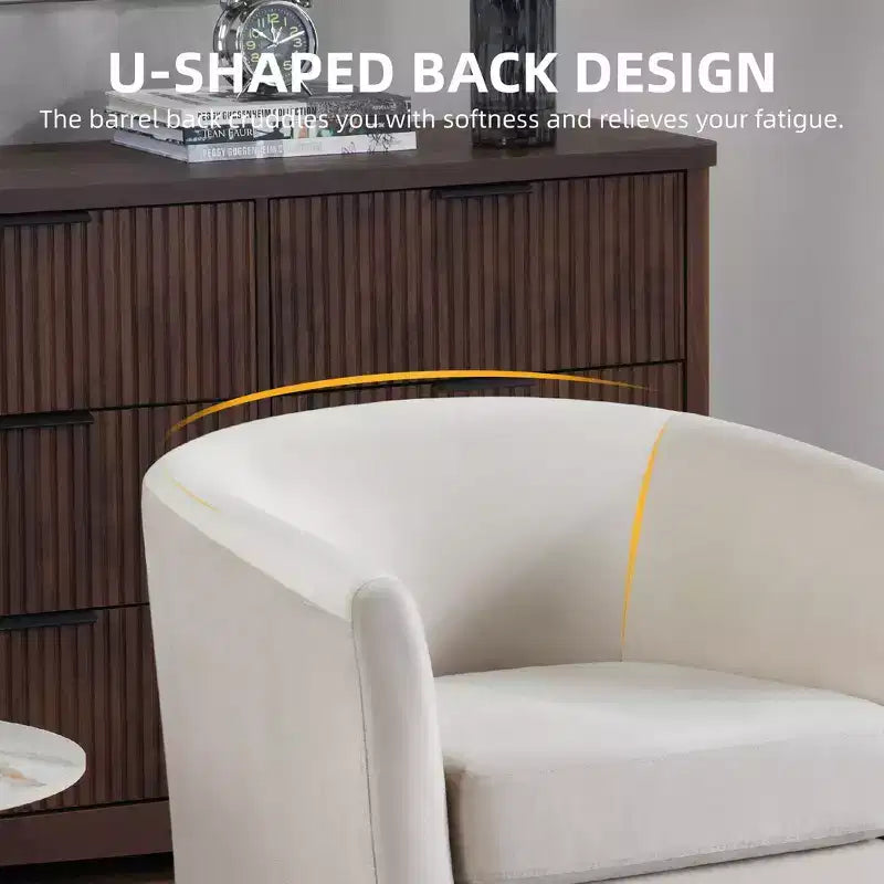 Velvet Accent Chair with Ottoman, Modern Barrel Chair Armchair for Living Room, Bedroom
