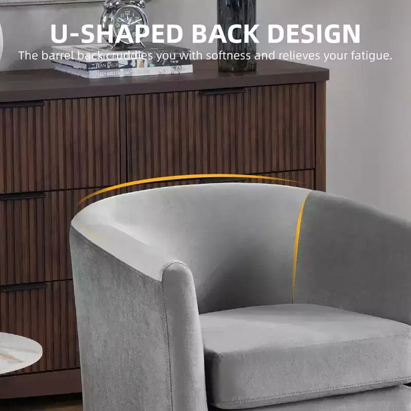 Velvet Accent Chair with Ottoman, Modern Barrel Chair Armchair for Living Room, Bedroom