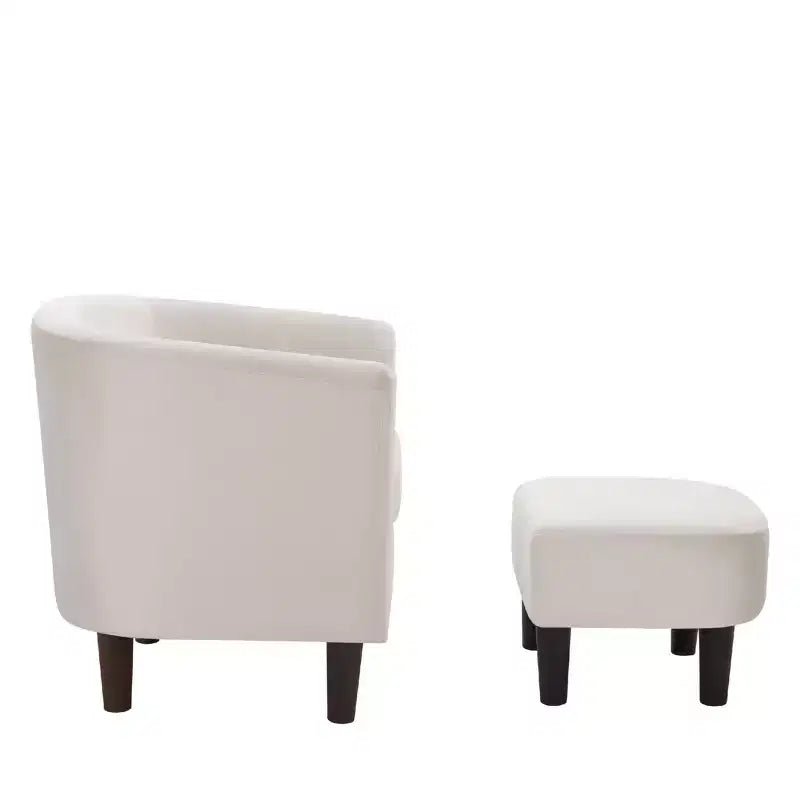 Velvet Accent Chair with Ottoman, Modern Barrel Chair Armchair for Living Room, Bedroom