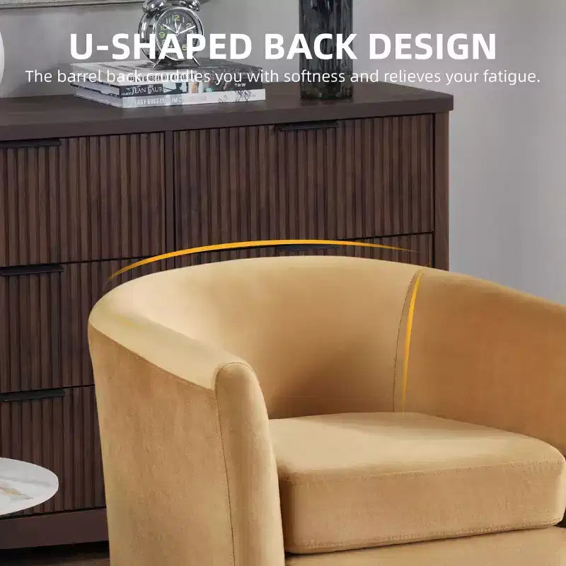 Velvet Accent Chair with Ottoman, Modern Barrel Chair Armchair for Living Room, Bedroom
