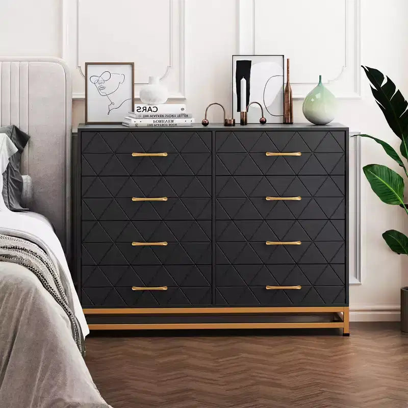 Black 8-Drawer Tall Dresser, Soft-Close Glides, Anti-Tip Kit, 36.2"H Space-Saving Storage Organizer