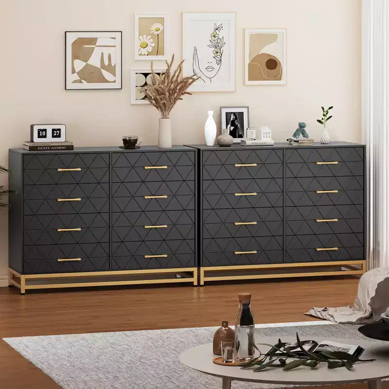 Black 8-Drawer Tall Dresser, Soft-Close Glides, Anti-Tip Kit, 36.2"H Space-Saving Storage Organizer