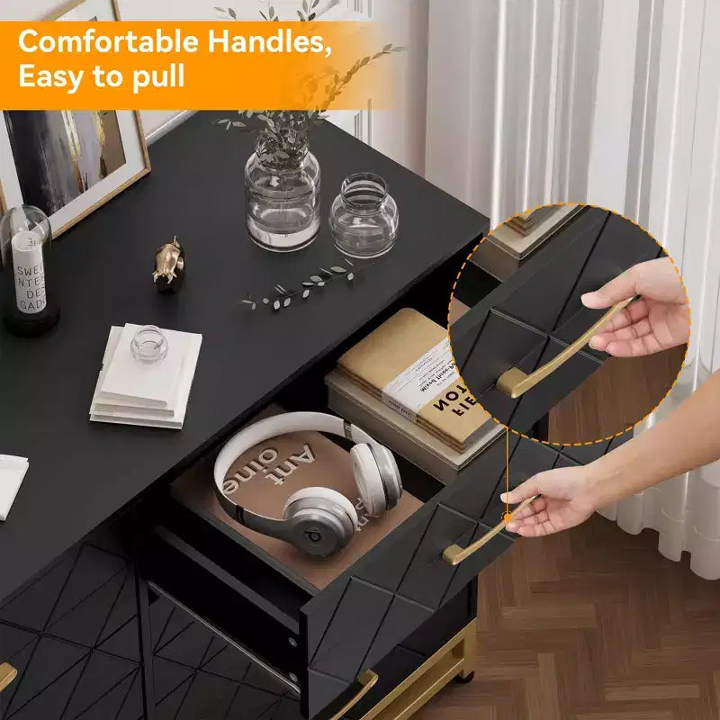 Black 8-Drawer Tall Dresser, Soft-Close Glides, Anti-Tip Kit, 36.2"H Space-Saving Storage Organizer