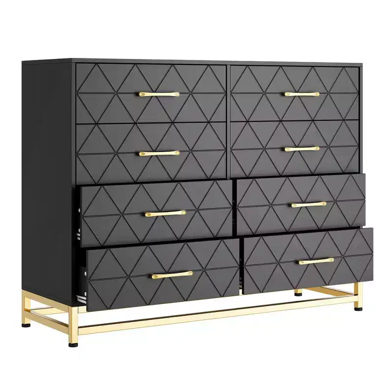 Black 8-Drawer Tall Dresser, Soft-Close Glides, Anti-Tip Kit, 36.2"H Space-Saving Storage Organizer