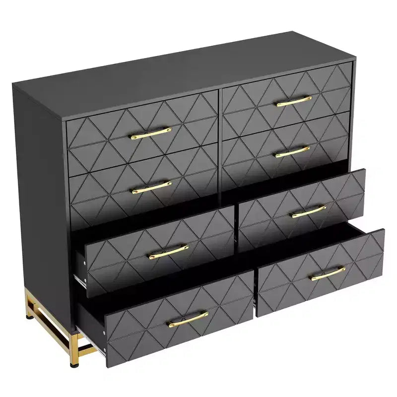 Black 8-Drawer Tall Dresser, Soft-Close Glides, Anti-Tip Kit, 36.2"H Space-Saving Storage Organizer