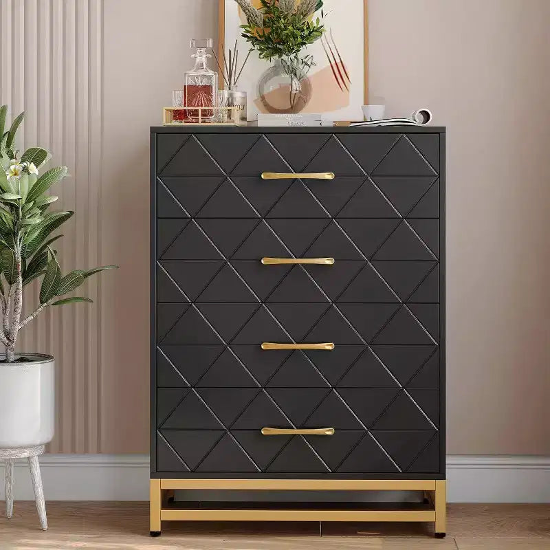 4-Drawer Tall Dresser, Soft-Close Glides, Modern Storage Organizer with Metal Handles for Bedroom & Closet