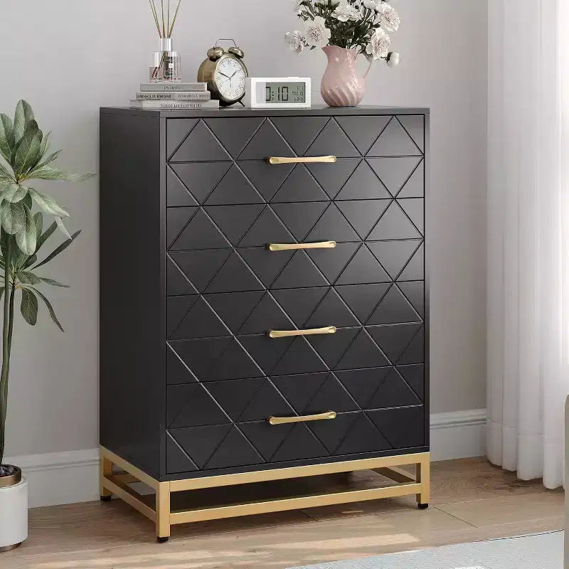 4-Drawer Tall Dresser, Soft-Close Glides, Modern Storage Organizer with Metal Handles for Bedroom & Closet