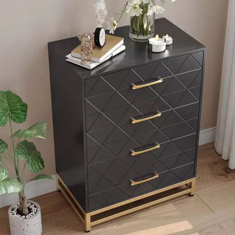 4-Drawer Tall Dresser, Soft-Close Glides, Modern Storage Organizer with Metal Handles for Bedroom & Closet