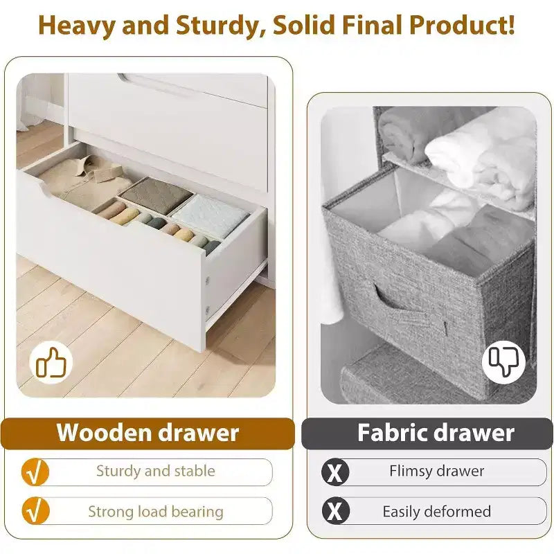 5-Drawer Tall Dresser, 51" Freestanding Vertical Storage Chest, Wood Closet Organizer for Bedroom, Living Room, Hallway
