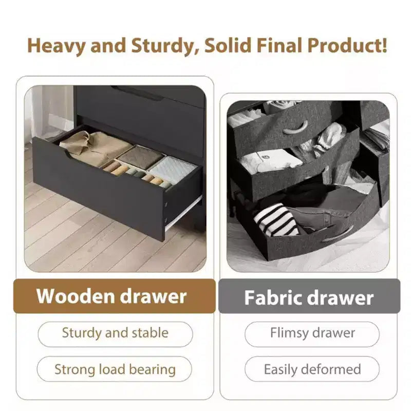 5-Drawer Tall Dresser, 51" Freestanding Vertical Storage Chest, Wood Closet Organizer for Bedroom, Living Room, Hallway