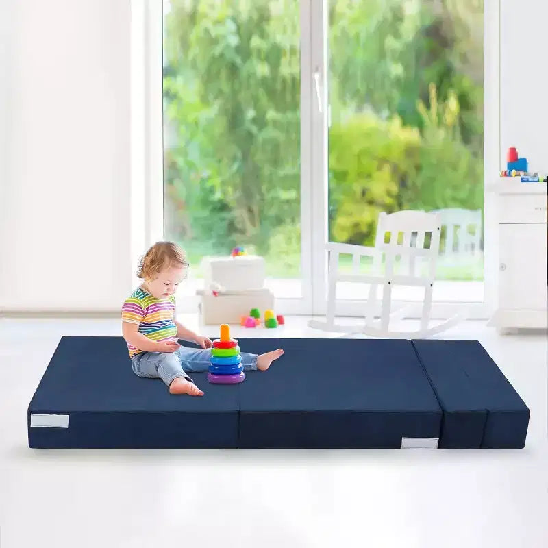 Folding Sofa Mattress, Convertible Memory Foam Sleeper Chair with Pillow, Linen Futon Floor Couch Bed, Single Size