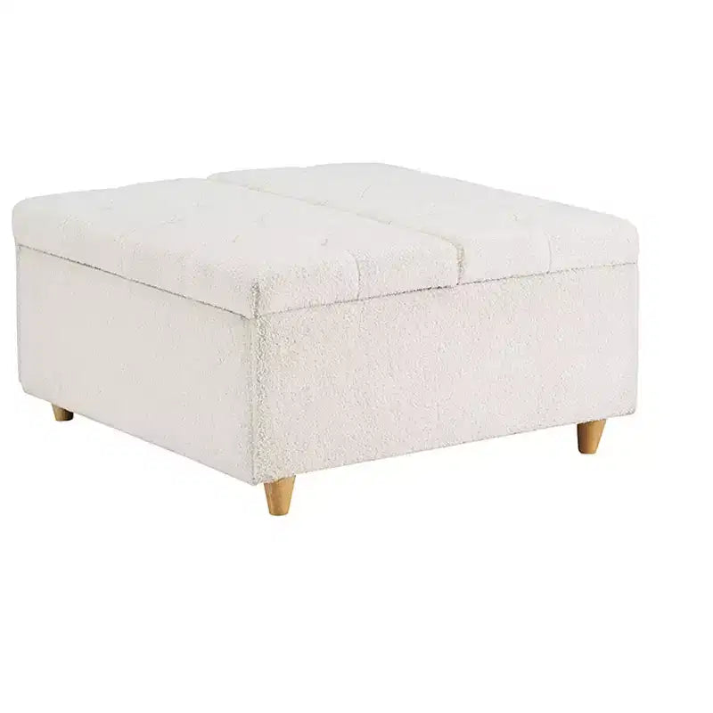 Faux Leather Storage Ottoman with Lift Top, Tufted Upholstered Bench for Bedroom & Living Room, 34.6"W x 34.6"D x 18"H